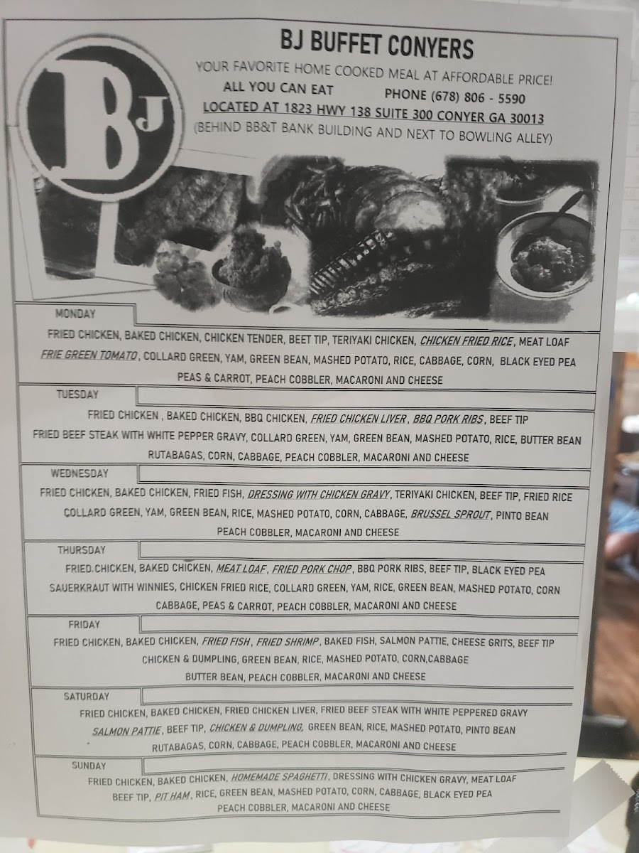 Menu Bj Buffet Conyers-6