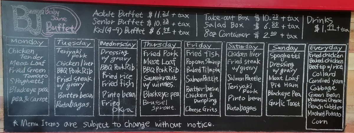 Menu Bj Buffet Conyers-7